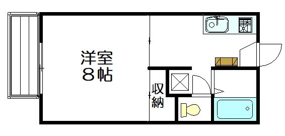 サンヒルズ庄原A(1K/2階)の間取り写真