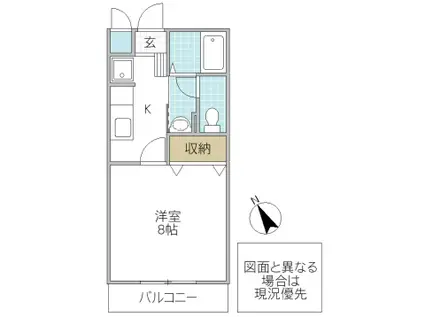 グランクレール2番館(1K/1階)の間取り写真