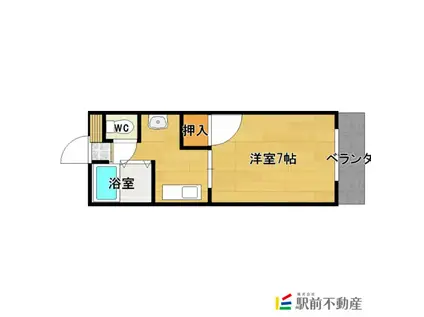 コーポ濱(1K/2階)の間取り写真