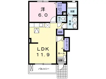 ル・ブリヤン(1LDK/1階)の間取り写真