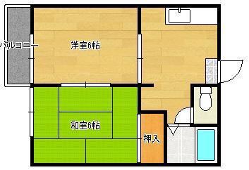 クレール祝町III(2DK/1階)の間取り写真