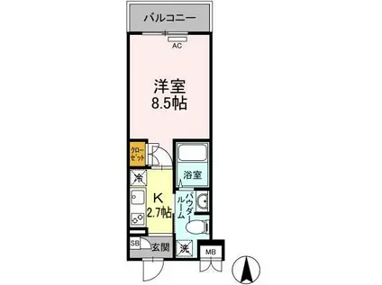 ラ・ヴィ・アン・ローズ南本庄(1K/1階)の間取り写真