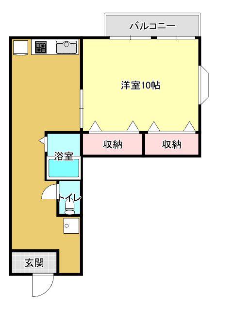 ラフィーネ平安(1DK/2階)の間取り写真