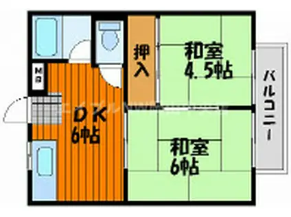 グリーンコーポ(2DK/2階)の間取り写真