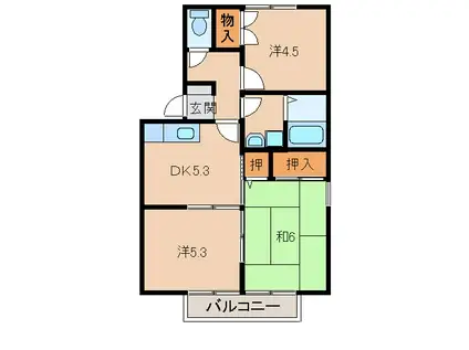 ソレジオ・ウエダ(3DK/2階)の間取り写真