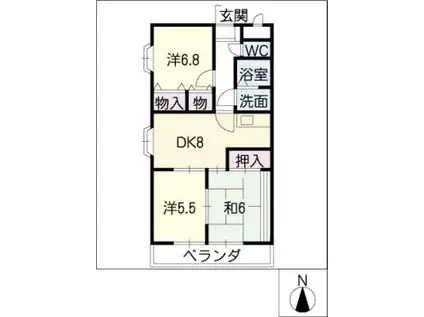 ソシア松本(3DK/2階)の間取り写真