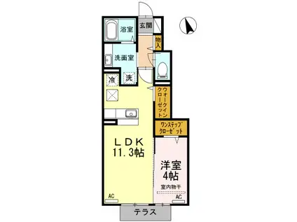 サニーハイツ(1LDK/1階)の間取り写真