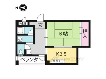中央ハイツナカハラ(1DK/5階)の間取り写真