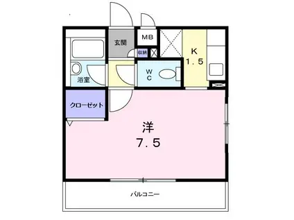 クロスローズ岸根公園(1K/2階)の間取り写真