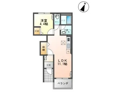 グランピュアCOCOI(1LDK/1階)の間取り写真