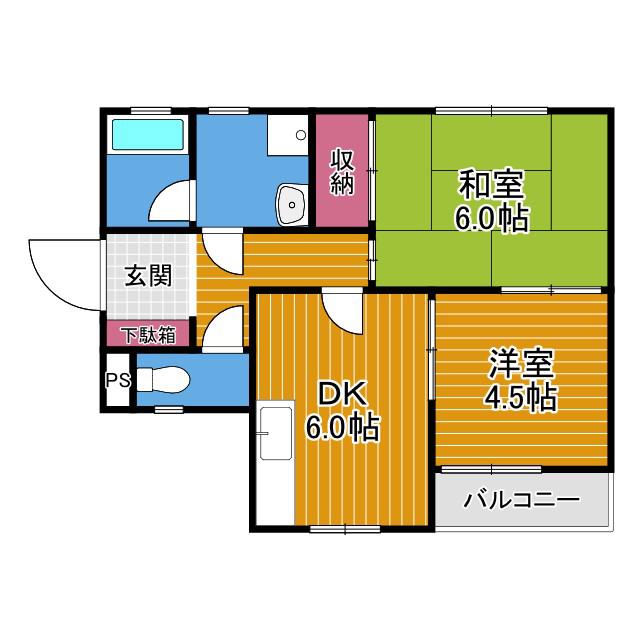 さんさん藤井寺(2DK/1階)の間取り写真