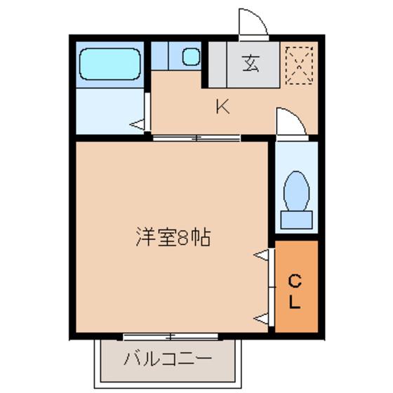 パレーシャル一本杉 2(1K/1階)の間取り写真