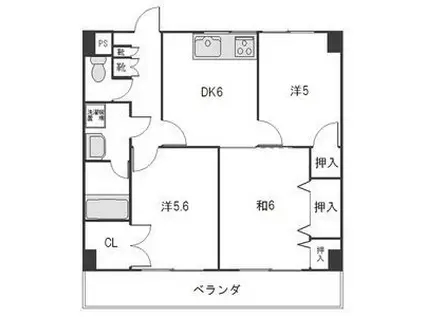 ハーモニアス元八事(3DK/3階)の間取り写真