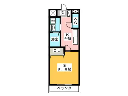 イーストサイド長良(1K/2階)の間取り写真