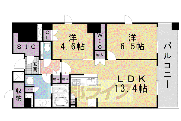 パークホームズ四条河原町(2LDK/6階)の間取り写真