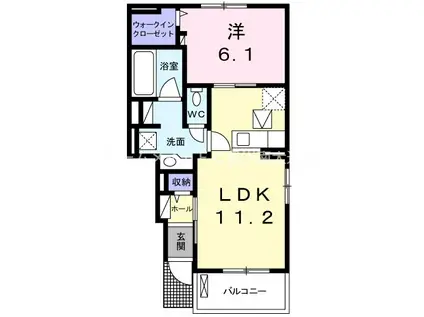 プラネット デュア(1LDK/1階)の間取り写真