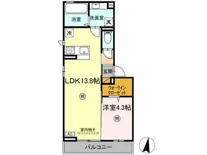 ソラーロ(1LDK/2階)の間取り写真