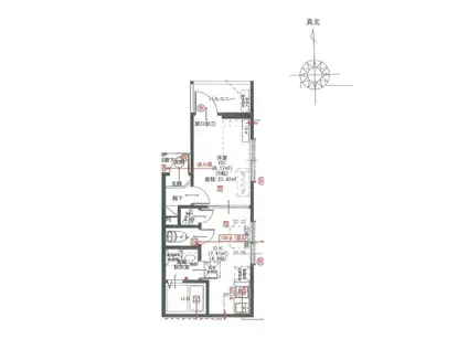 MELDIA大蓮II(1DK/1階)の間取り写真