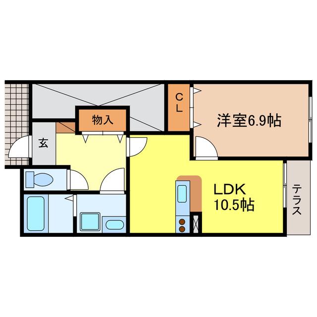 ブライトハウス瀬田(1LDK/1階)の間取り写真