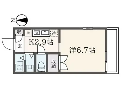 コーポおおばII(1K/2階)の間取り写真