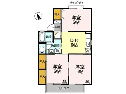 リラコート(3DK/2階)の間取り写真