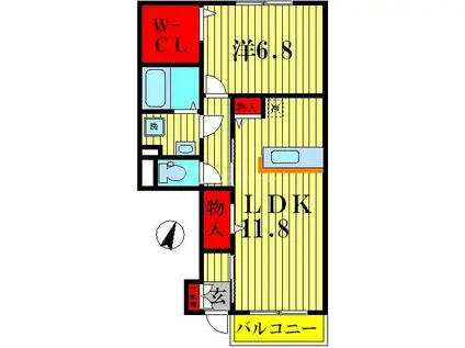 シエルツリーI(1LDK/1階)の間取り写真