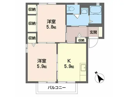 シャーメゾン小月本町(2K/1階)の間取り写真