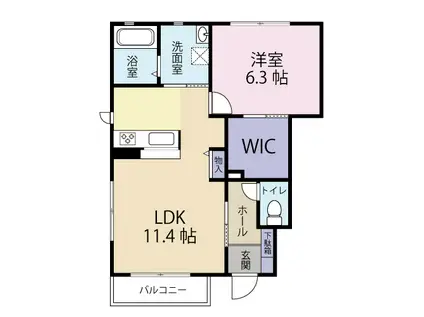 ヴェルドミール.アイ(1LDK/1階)の間取り写真