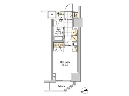 パークハビオ新橋(ワンルーム/9階)の間取り写真