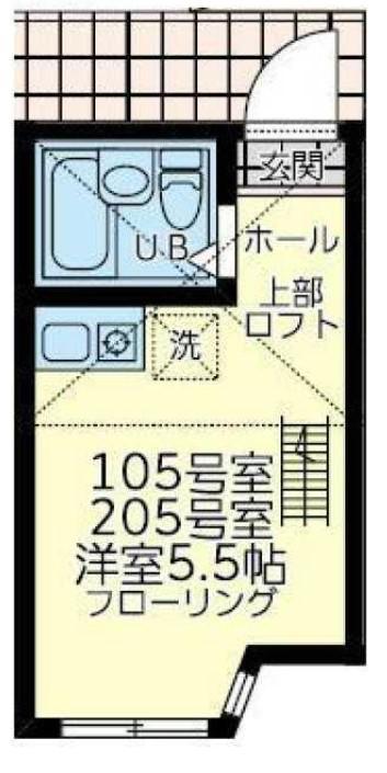 ユナイト境之谷タルトフロマージュ(ワンルーム/2階)の間取り写真