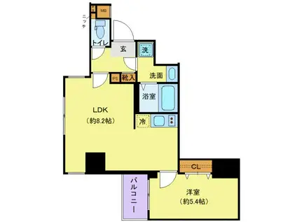 ジェノヴィア錦糸町スカイガーデン(1LDK/9階)の間取り写真