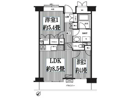 ステラメゾン武蔵小山(2DK/5階)の間取り写真