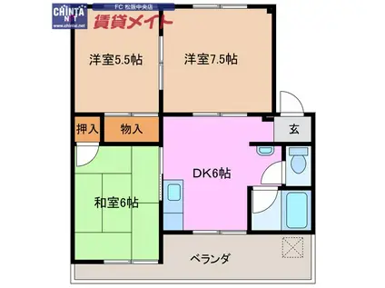 リーベンハイム21(3DK/2階)の間取り写真