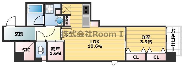 アーバネックス堺筋本町(1SLDK/6階)の間取り写真