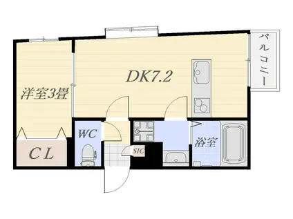 グランスイート中郡(1DK/3階)の間取り写真