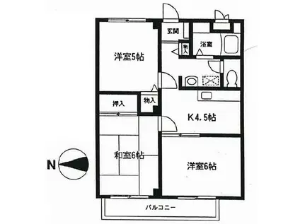 エスティーメゾン相模原(3DK/4階)の間取り写真