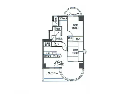 ノイメゾン京町堀(2LDK/9階)の間取り写真