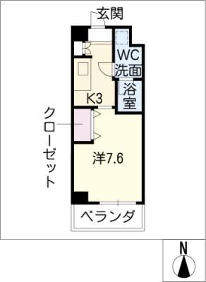 エイムオーエス島崎町マンション(1K/4階)の間取り写真