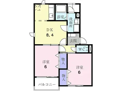 サンパティークI(2DK/2階)の間取り写真