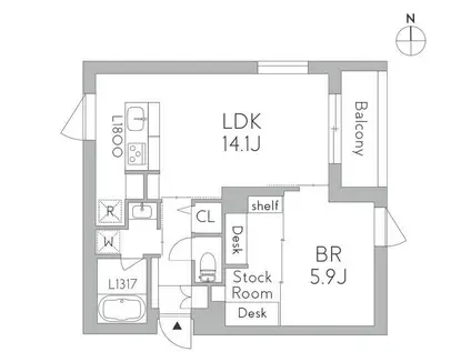 GRANDUO千歳烏山(1SLDK/4階)の間取り写真
