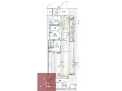 プロシード大阪イーストアクア・ラ・フォンテ(1K/2階)の間取り写真