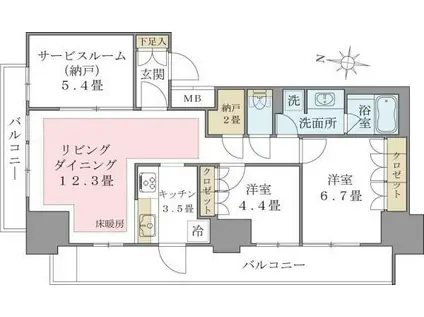 BRILLIA IST 東雲キャナルコートブリリアイスト東雲キャナル(2SLDK/7階)の間取り写真