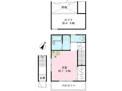 ガーデンヒルズ東久留米(ワンルーム/2階)の間取り写真