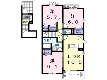 フリーデ グランツ(3LDK/2階)の間取り写真