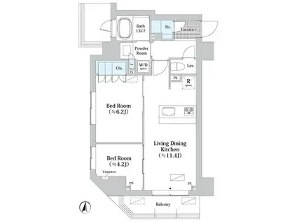 JP NOIE 錦糸町(2LDK/3階)の間取り写真