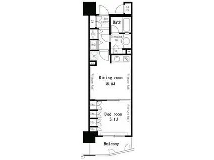 パークアクシス四谷ステージ(1DK/3階)の間取り写真