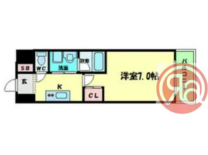 インペリアル靭本町(1K/4階)の間取り写真