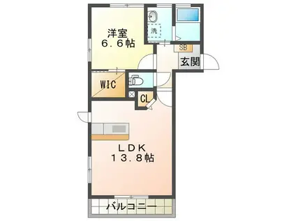 アルデンヌ B棟(1LDK/1階)の間取り写真