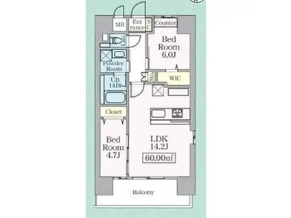 SKYGRACE名古屋駅(2LDK/6階)の間取り写真