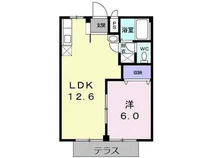 シティハイツなかの(1LDK/1階)の間取り写真